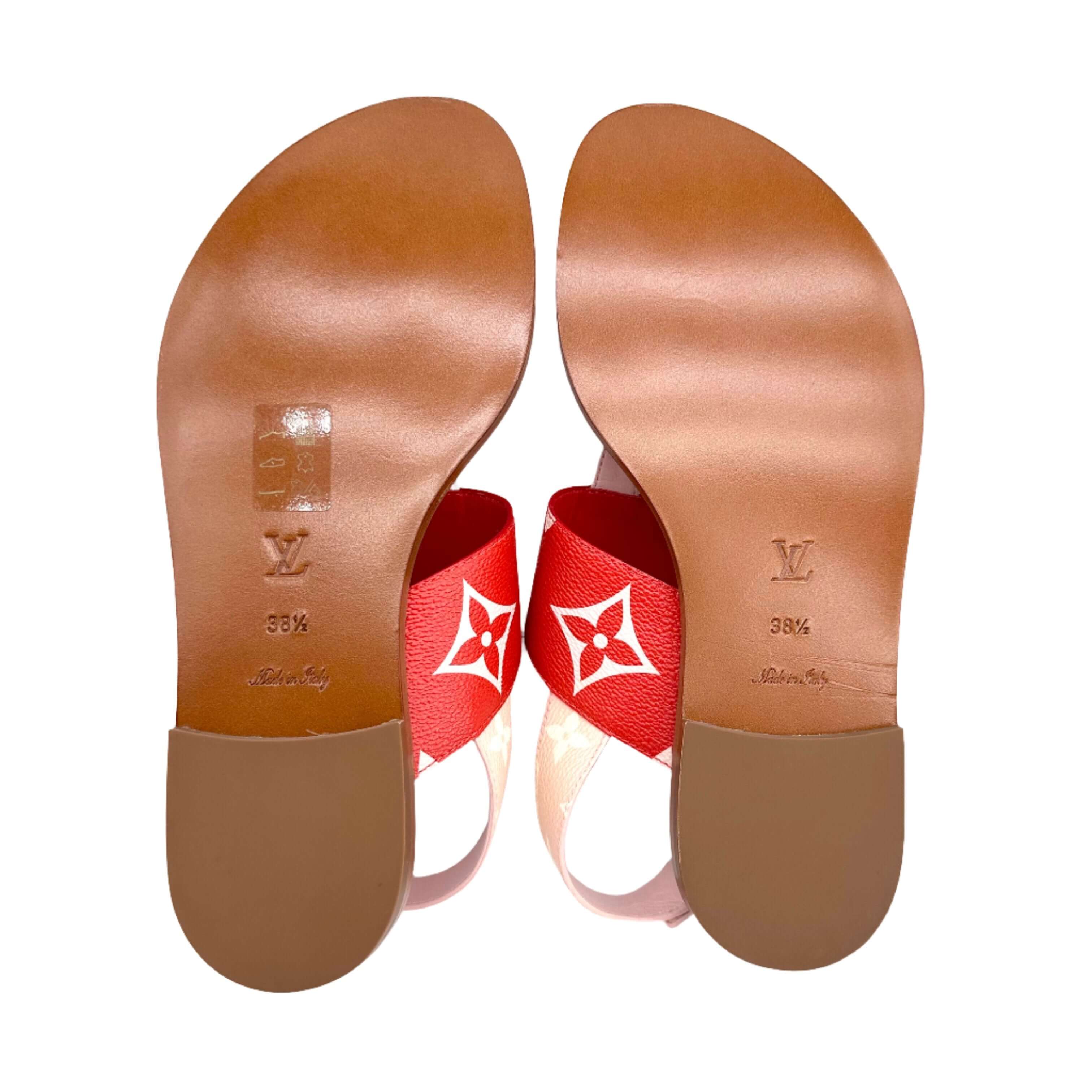 Louis Vuitton Monogram Giant Sandals 38.5 Rouge