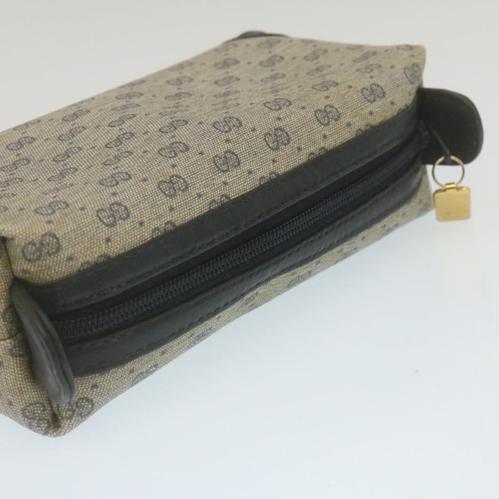 GUCCI Micro GG Canvas Pouch PVC Leather Navy 29455