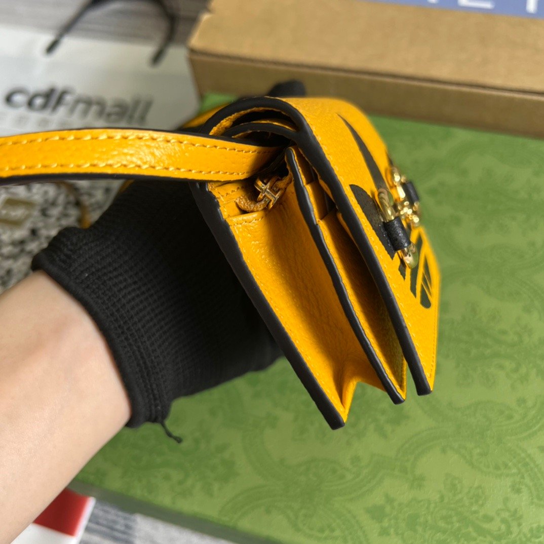gg x Adidas Card Case With Horsebit Yellow For Women, Women’s Bags 4.2in/11cm gg‎ 702248 DJ24G 7673
