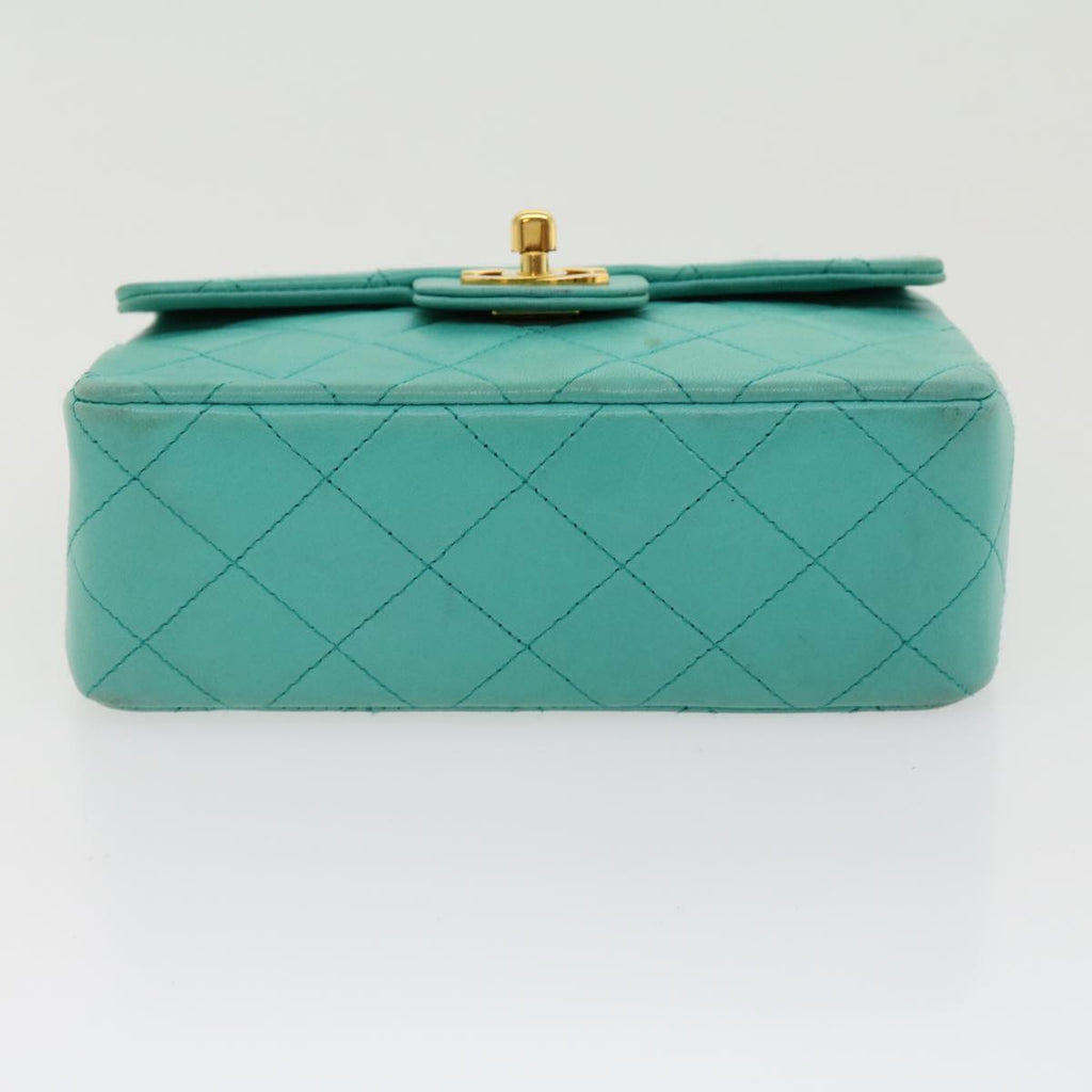 CHANEL Mini Matelasse Flap Chain Shoulder Bag Lamb Skin Light Blue 29527A