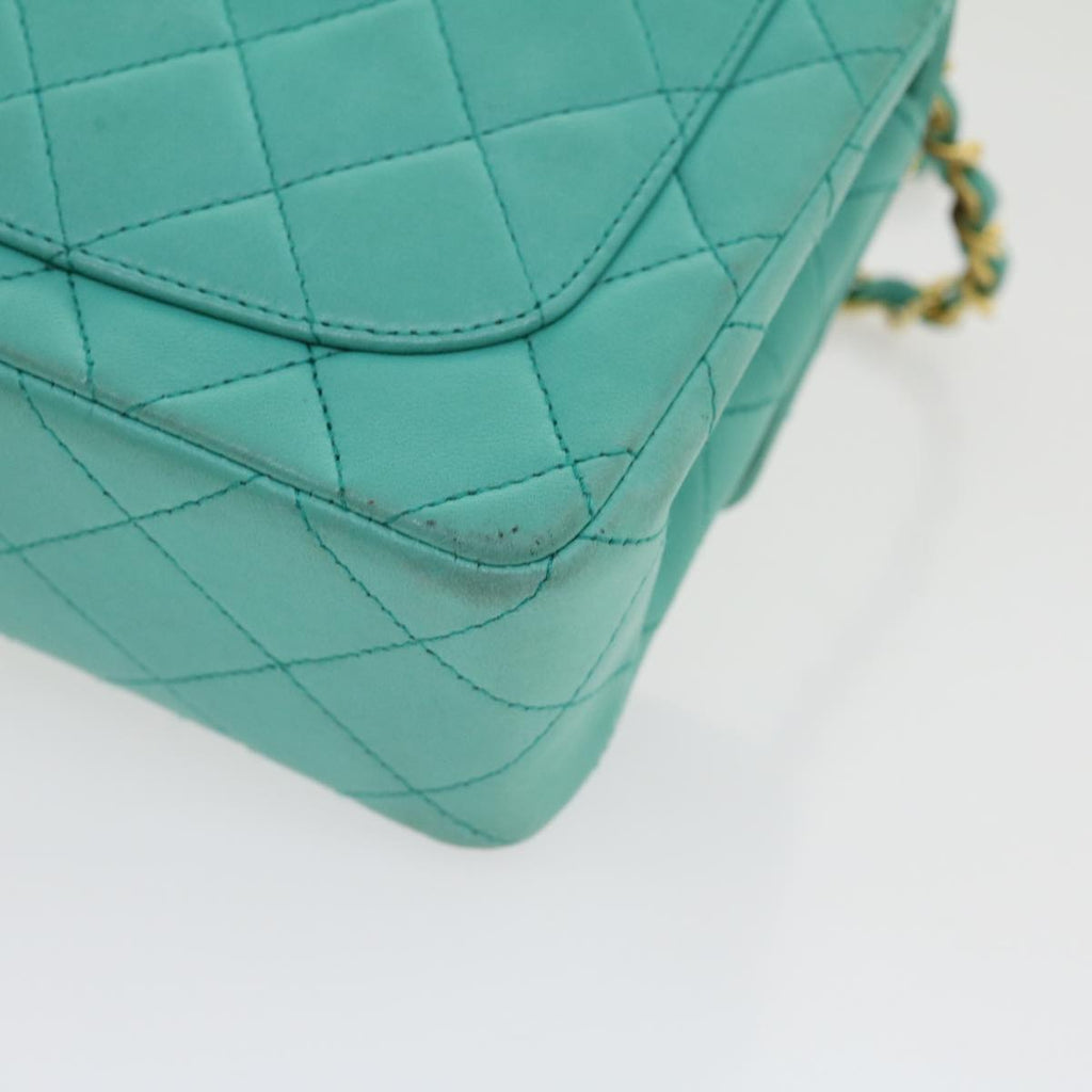 CHANEL Mini Matelasse Flap Chain Shoulder Bag Lamb Skin Light Blue 29527A