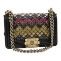 CHANEL Boy Chanel Chain Shoulder Bag Tile Black Multicolor CC 29551A