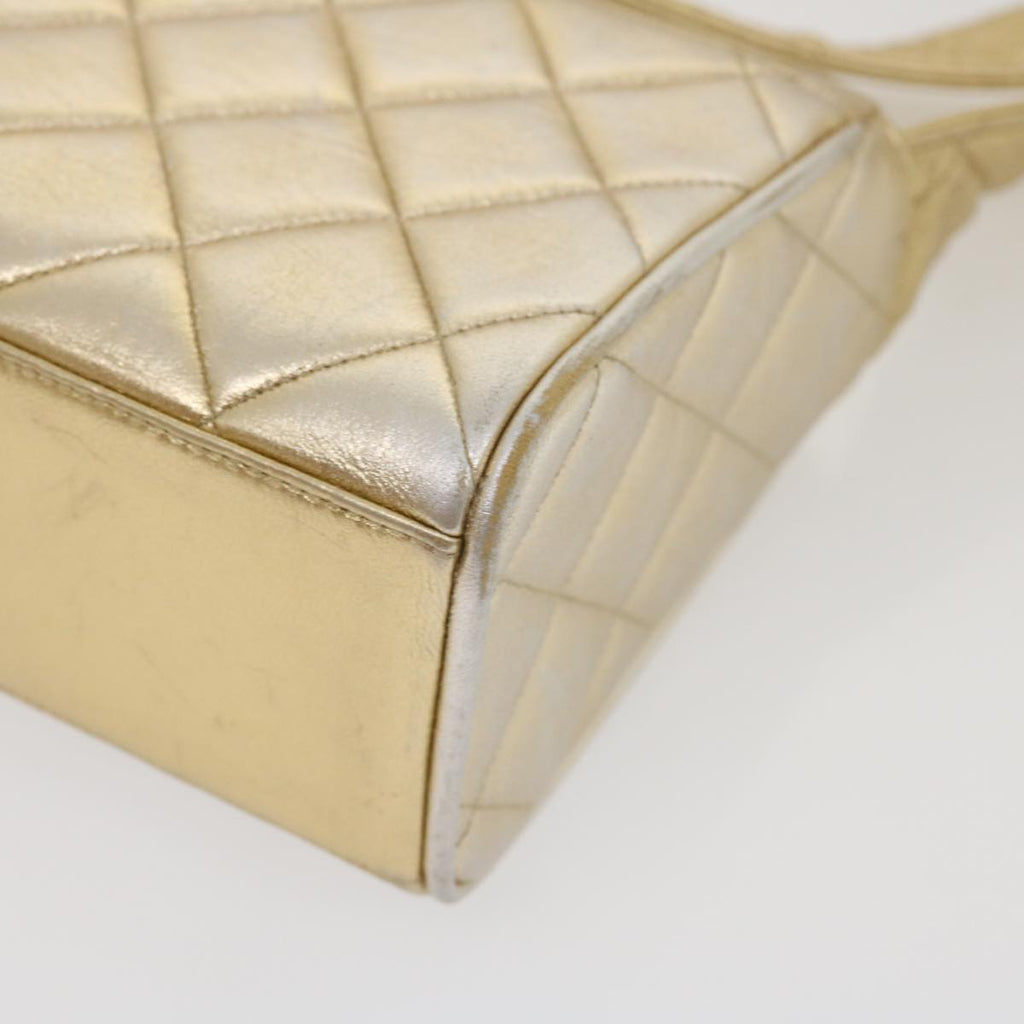 CHANEL Matelasse Shoulder Bag Lamb Skin Gold CC 29567A
