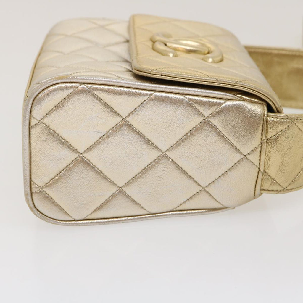 CHANEL Matelasse Shoulder Bag Lamb Skin Gold CC 29567A