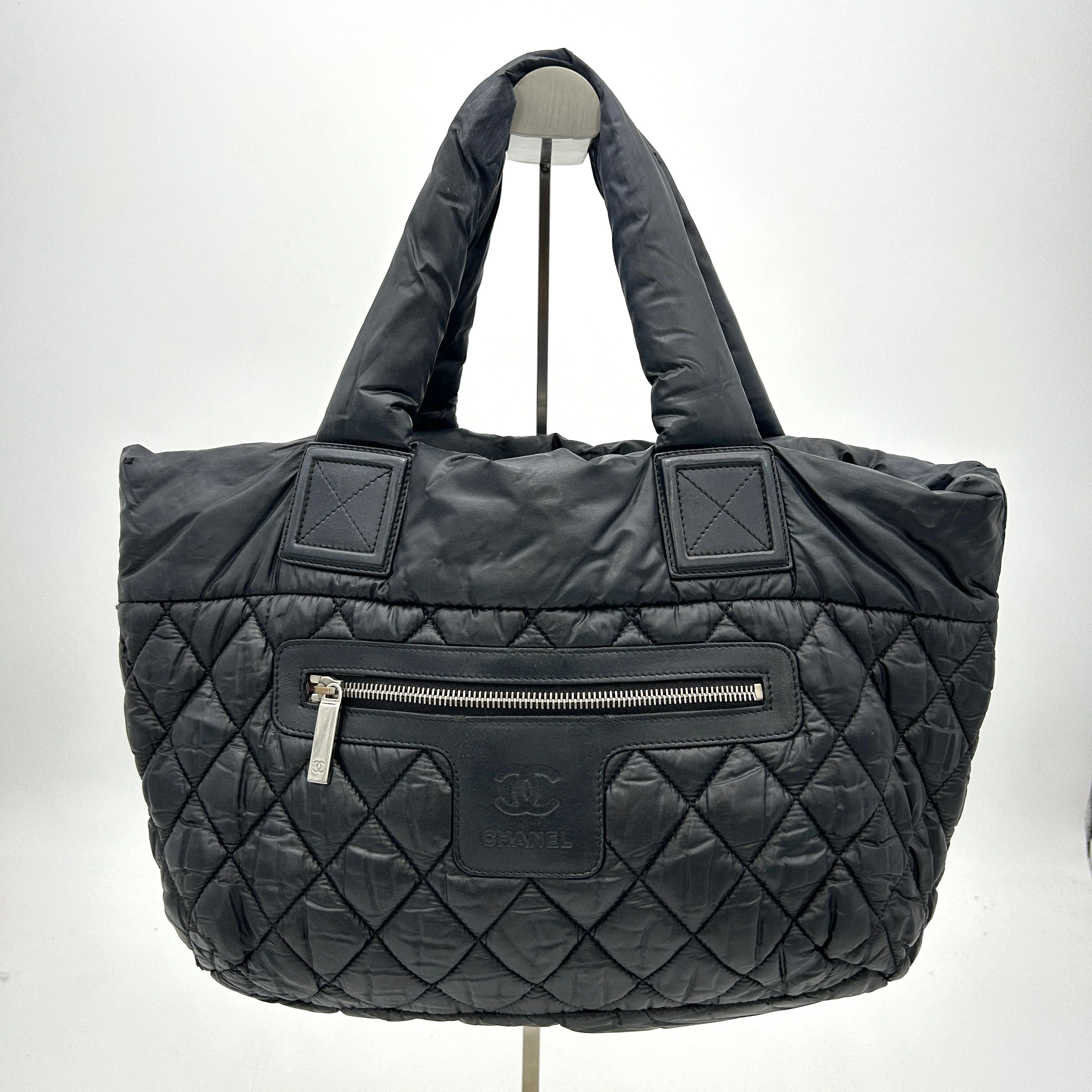 Pre-owned CHANEL Nylon Quilted Small Coco Cocoon Tote Black  LA1465