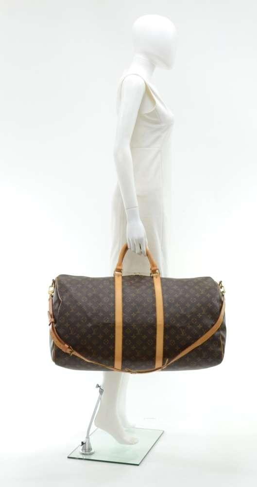 Louis Vuitto Keepall 60 Bandouliere Monogram Canvas Travel Bag with Strap