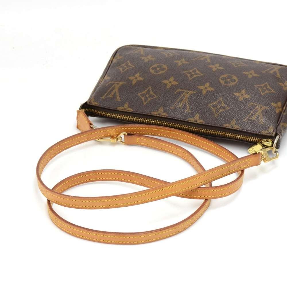 Louis Vuitto Pochette Accessoires Monogram Canvas Evening Bag with Long Strap