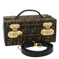 FENDI Zucca Canvas Vanity Trunk Hand Bag 2way Brown Black 29712A