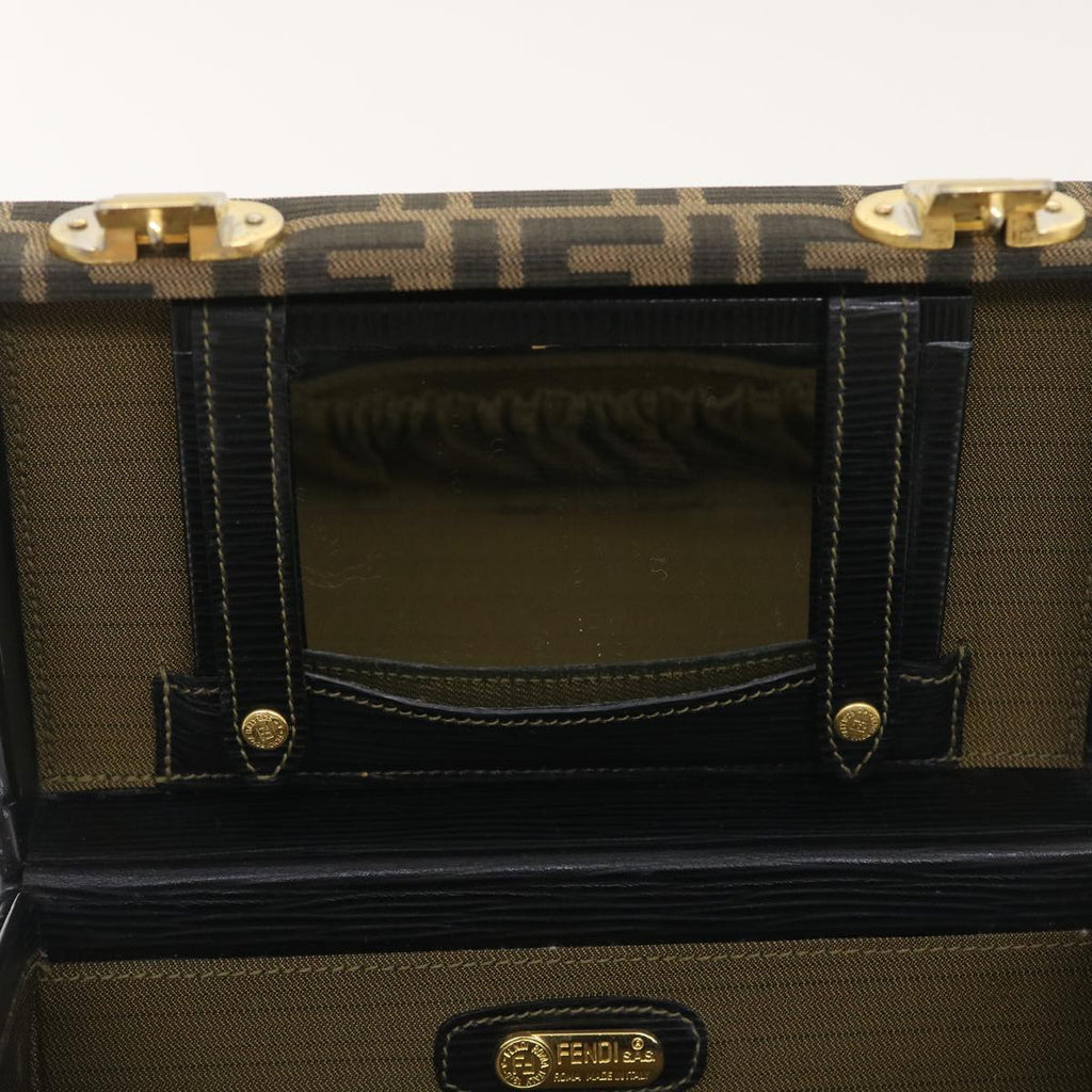 FENDI Zucca Canvas Vanity Trunk Hand Bag 2way Brown Black 29712A