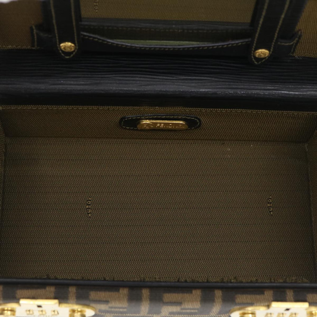 FENDI Zucca Canvas Vanity Trunk Hand Bag 2way Brown Black 29712A