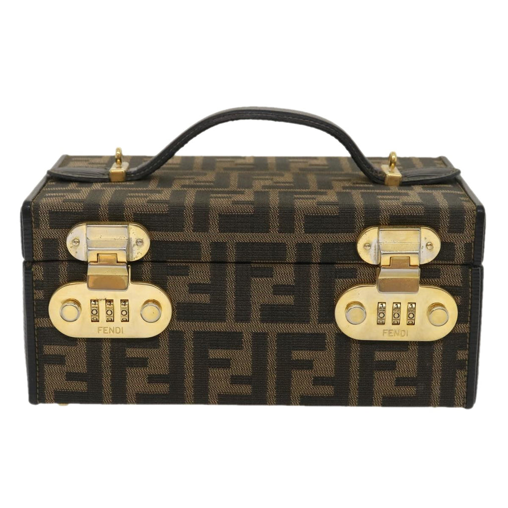 FENDI Zucca Canvas Vanity Trunk Hand Bag 2way Brown Black 29712A