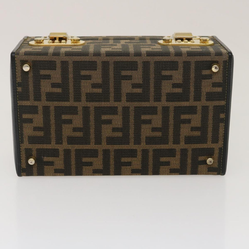 FENDI Zucca Canvas Vanity Trunk Hand Bag 2way Brown Black 29712A