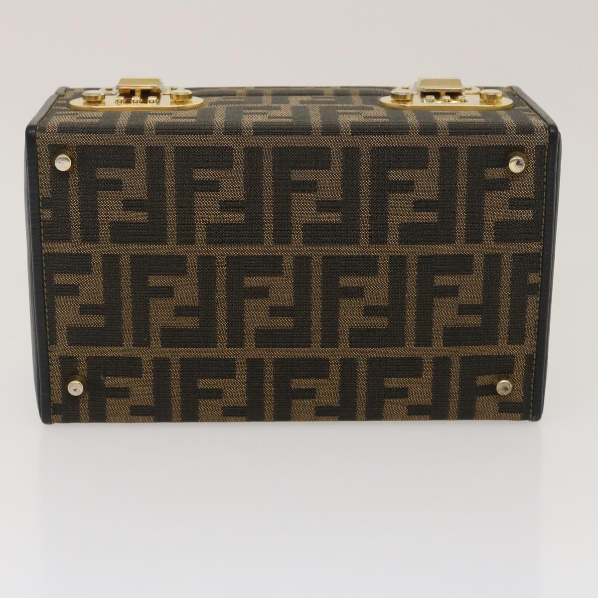 FENDI Zucca Canvas Vanity Trunk Hand Bag 2way Brown Black 29712A