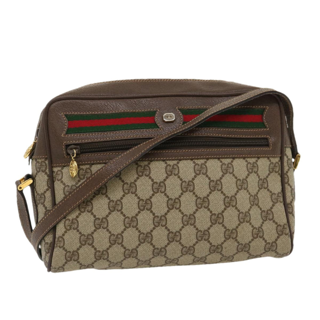 GUCCI Web Sherry Line GG Canvas Shoulder Bag Beige Red Green 29796