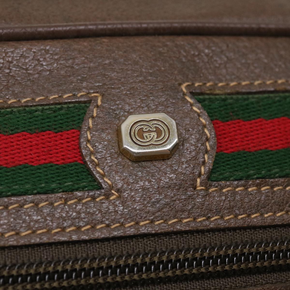 GUCCI Web Sherry Line GG Canvas Shoulder Bag Beige Red Green 29796