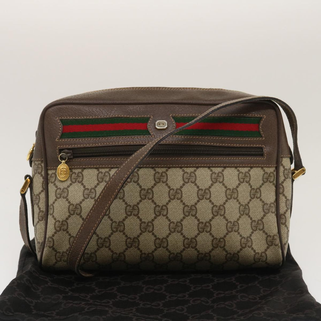 GUCCI Web Sherry Line GG Canvas Shoulder Bag Beige Red Green 29796