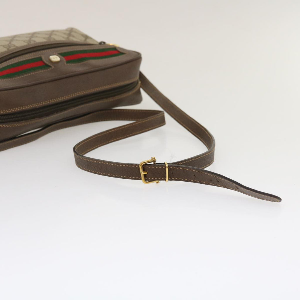 GUCCI Web Sherry Line GG Canvas Shoulder Bag Beige Red Green 29796