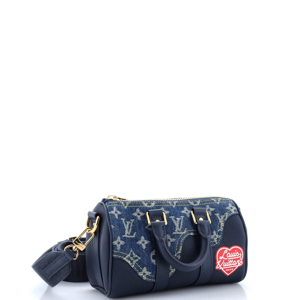 Louis Vuitton Nigo Keepall Bandouliere Bag Monogram Denim and Taurillon Leather XS