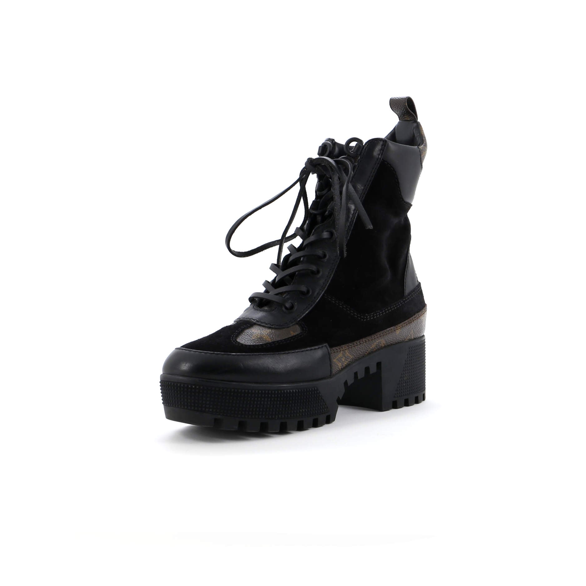 Louis Vuitton Women's Laureate Platform Desert Boots Suede with Monogram Canvas
