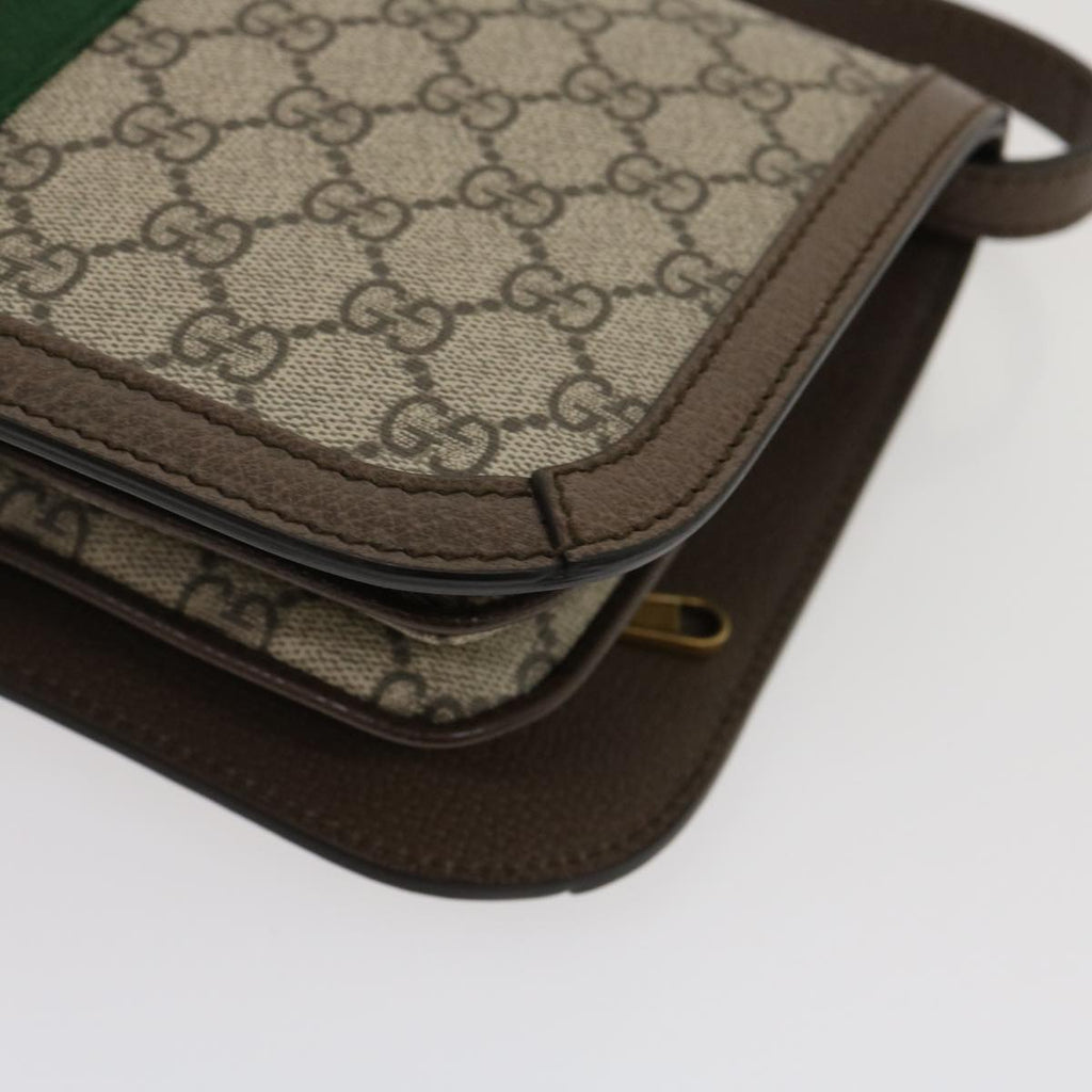GUCCI GG Supreme Ophidia Web Sherry Line Shoulder Bag Beige 29884A