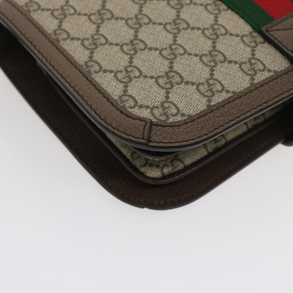 GUCCI GG Supreme Ophidia Web Sherry Line Shoulder Bag Beige 29884A