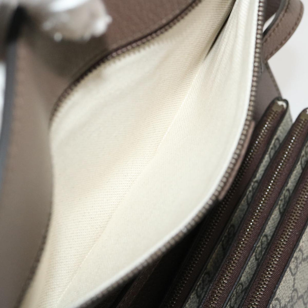 GUCCI GG Supreme Ophidia Web Sherry Line Shoulder Bag Beige 29884A