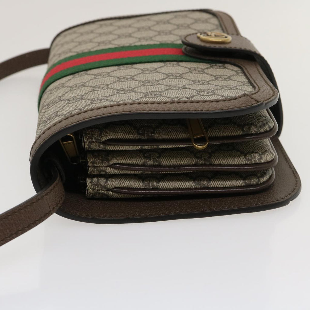 GUCCI GG Supreme Ophidia Web Sherry Line Shoulder Bag Beige 29884A