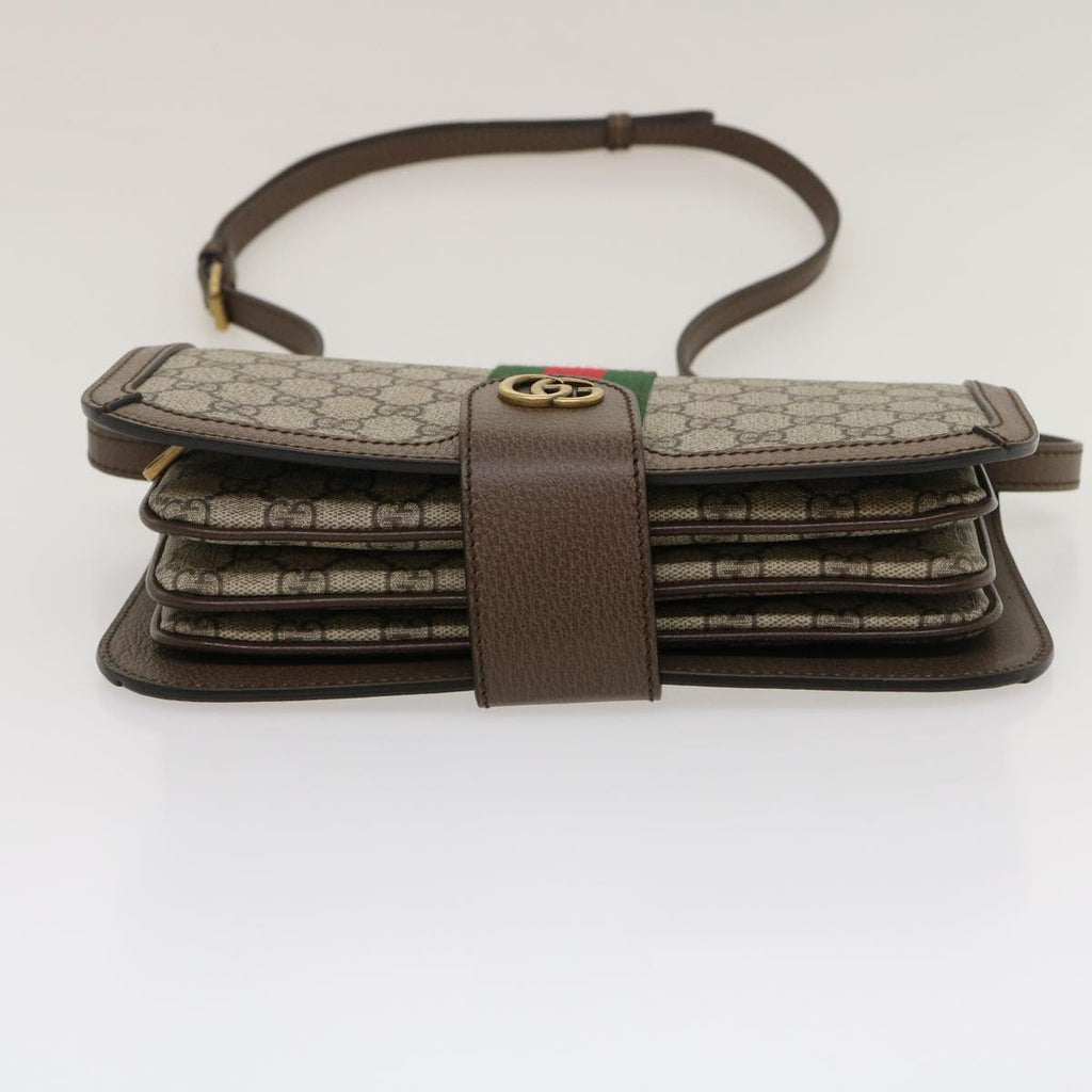 GUCCI GG Supreme Ophidia Web Sherry Line Shoulder Bag Beige 29884A