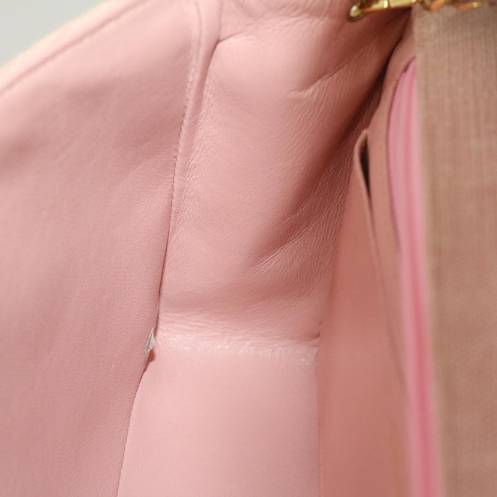 CHANEL Matelasse Turn Lock Chain Diana Shoulder Bag Canvas Pink CC 29889A