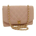 CHANEL Matelasse Turn Lock Chain Diana Shoulder Bag Canvas Pink CC 29889A