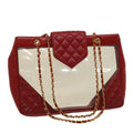 CHANEL Matelasse Chain Shoulder Bag Lamb Skin Enamel Red Clear CC 29894A