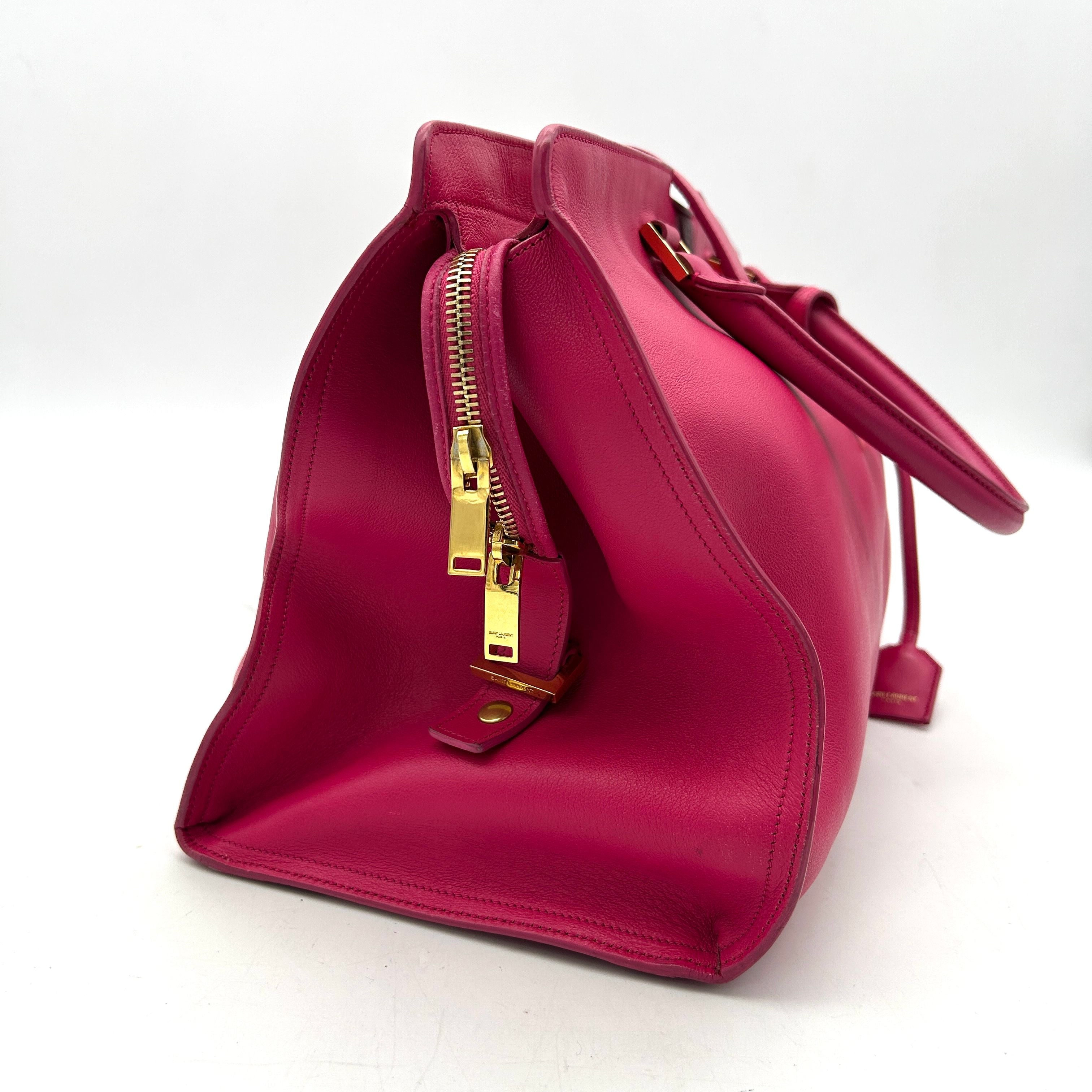 SAINT LAURENT Calfskin Small Monogram Cabas Fuchsia LA15533