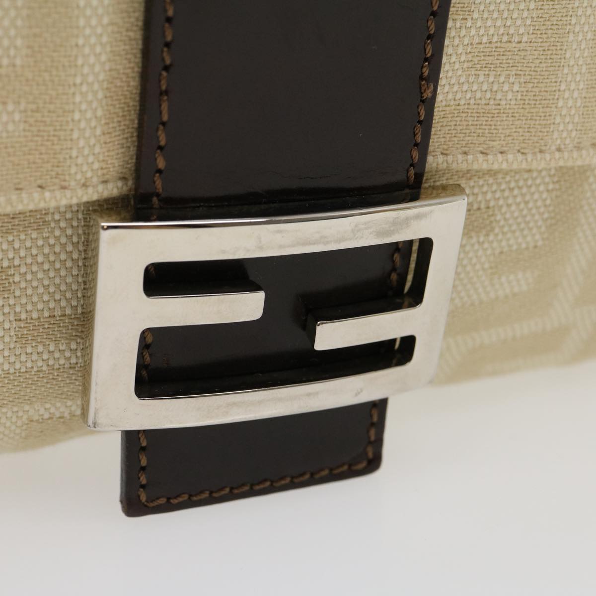 FENDI Zucca Canvas Mamma Baguette Shoulder Bag Beige 29900