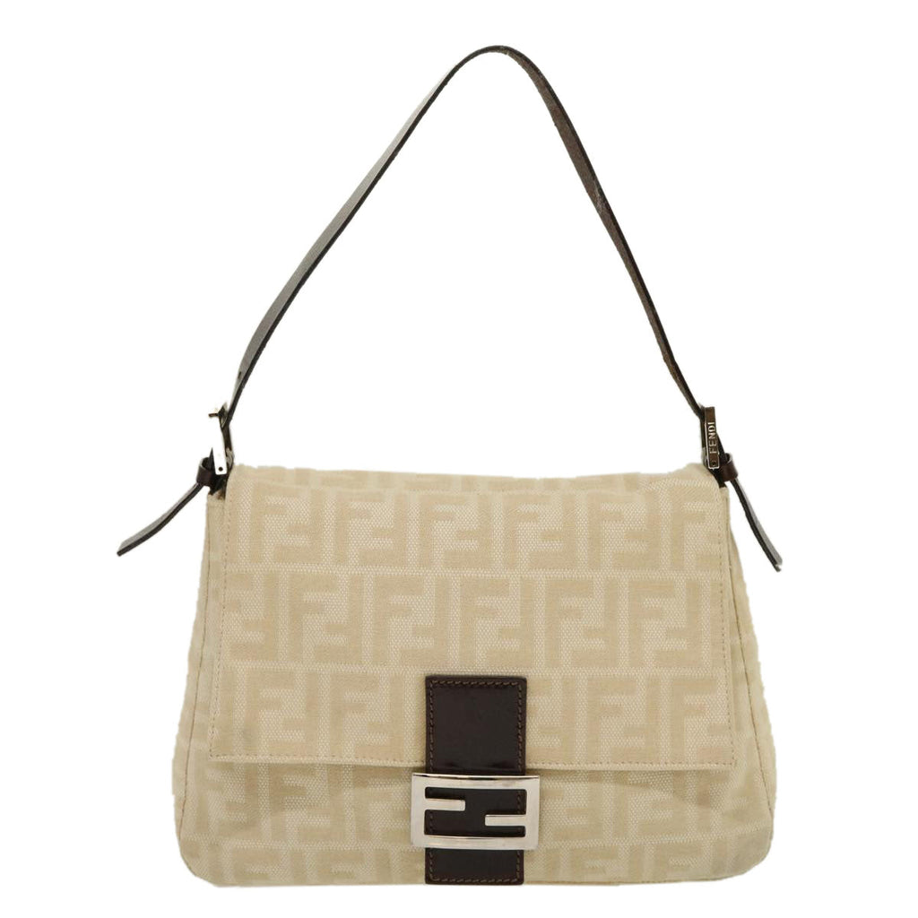 FENDI Zucca Canvas Mamma Baguette Shoulder Bag Beige 29900