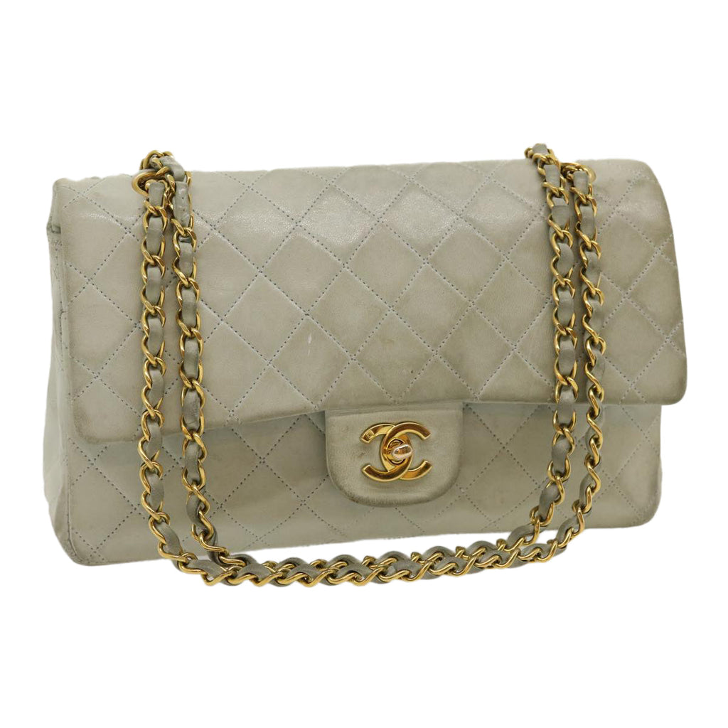 CHANEL Classic Matelasse 25 Double Chain Flap Shoulder Bag Lamb Skin 29961A
