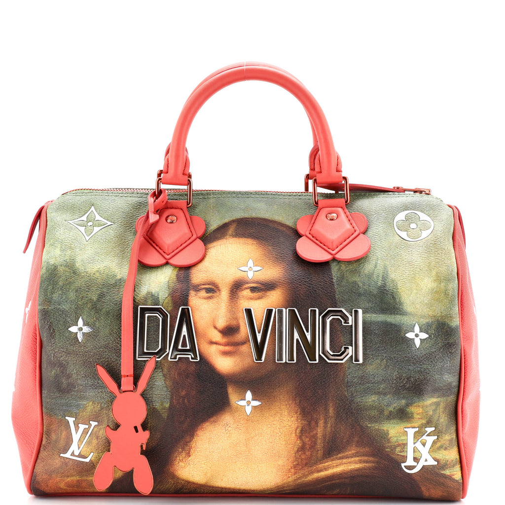 Louis Vuitton Speedy Handbag Limited Edition Jeff Koons Da Vinci Print Canvas 30