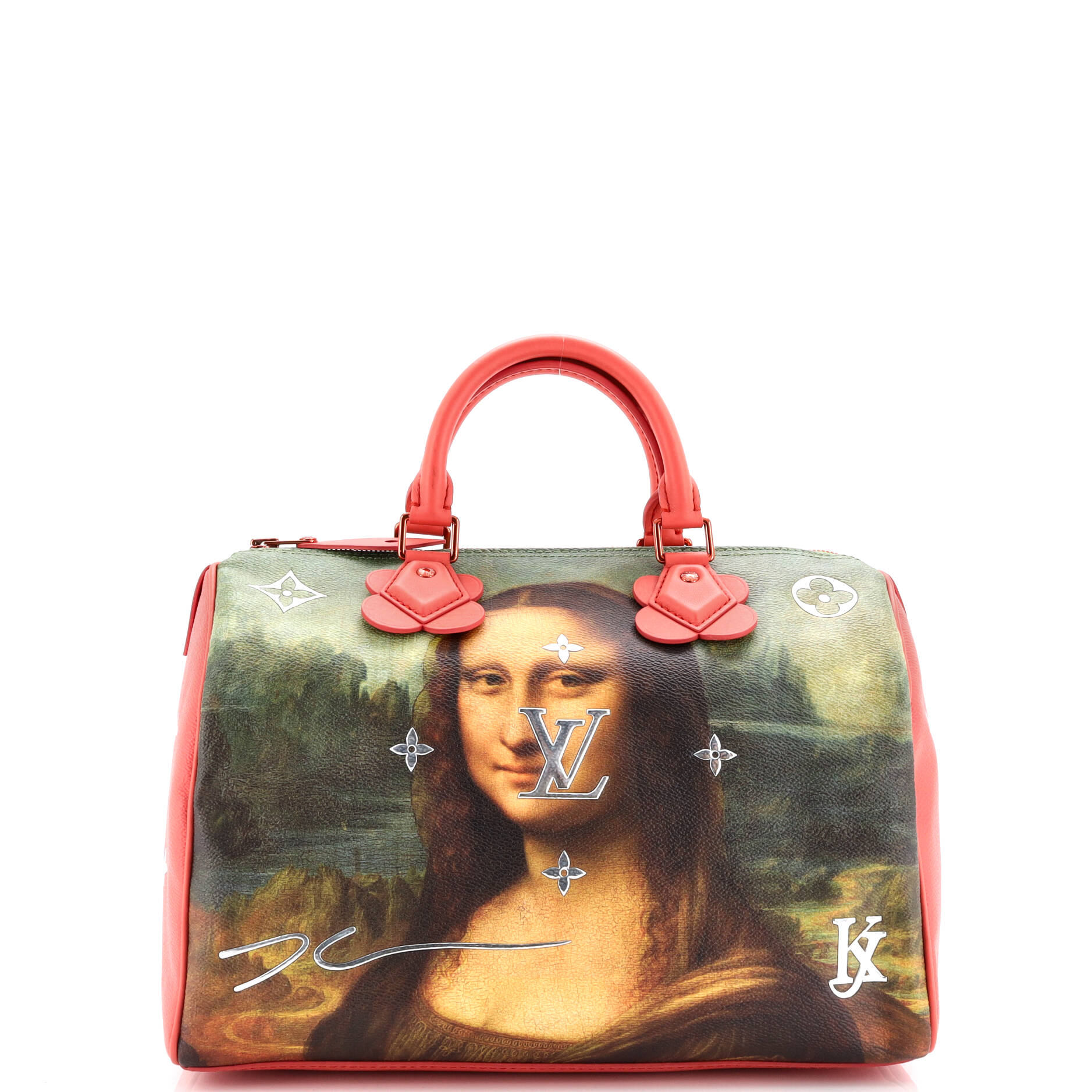 Louis Vuitton Speedy Handbag Limited Edition Jeff Koons Da Vinci Print Canvas 30