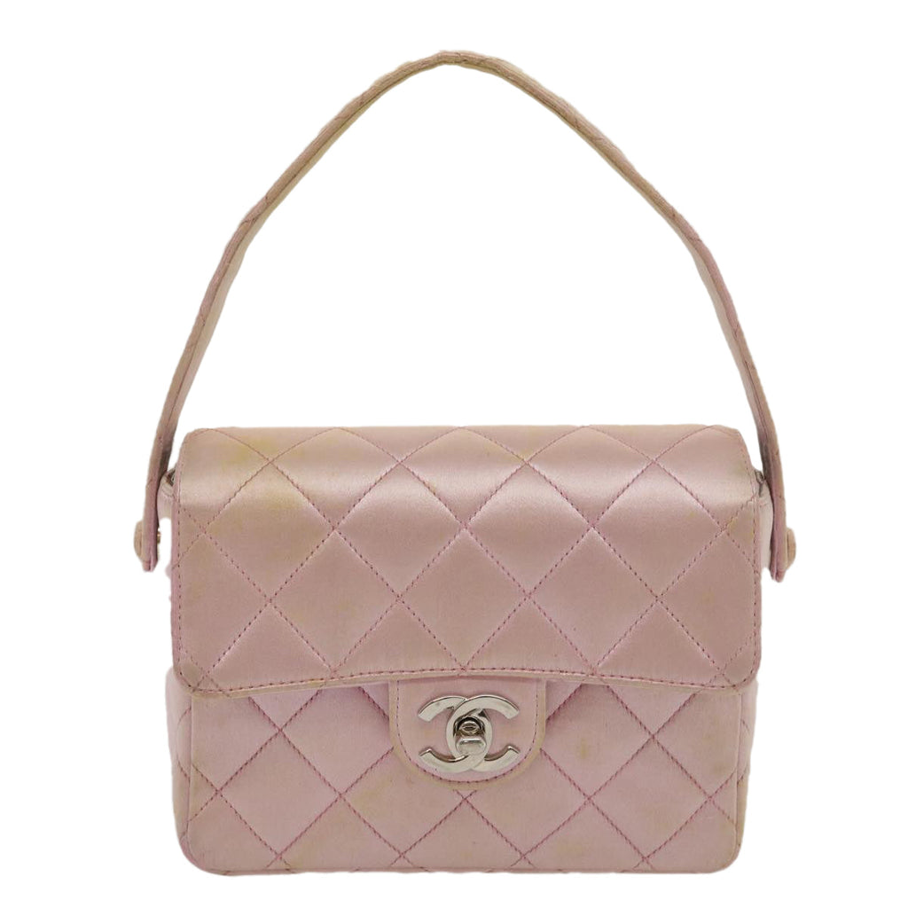 CHANEL Matelasse Hand Bag Silk Satin Pink CC 29999A
