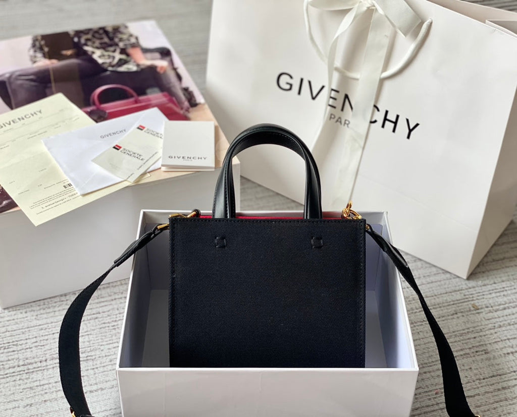 gv MeGLAMIum G Tote Shopper Bag Canvas Black/Red For Women, Handbags, Shoulder Bags 7.5in/19cm GVC