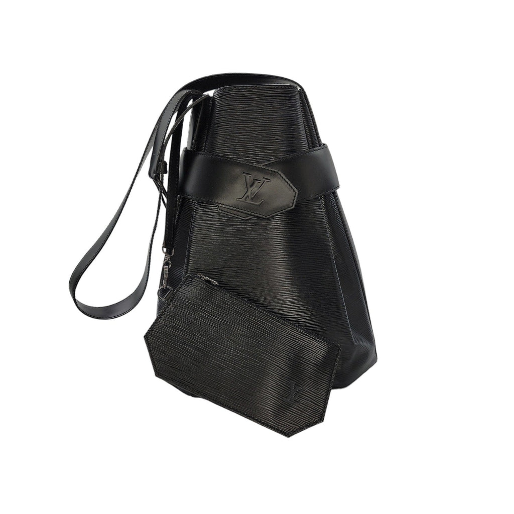 Louis Vuitton Vintage Black EPI Sac D'Epaule GM Bucket Bag w/ Pouch