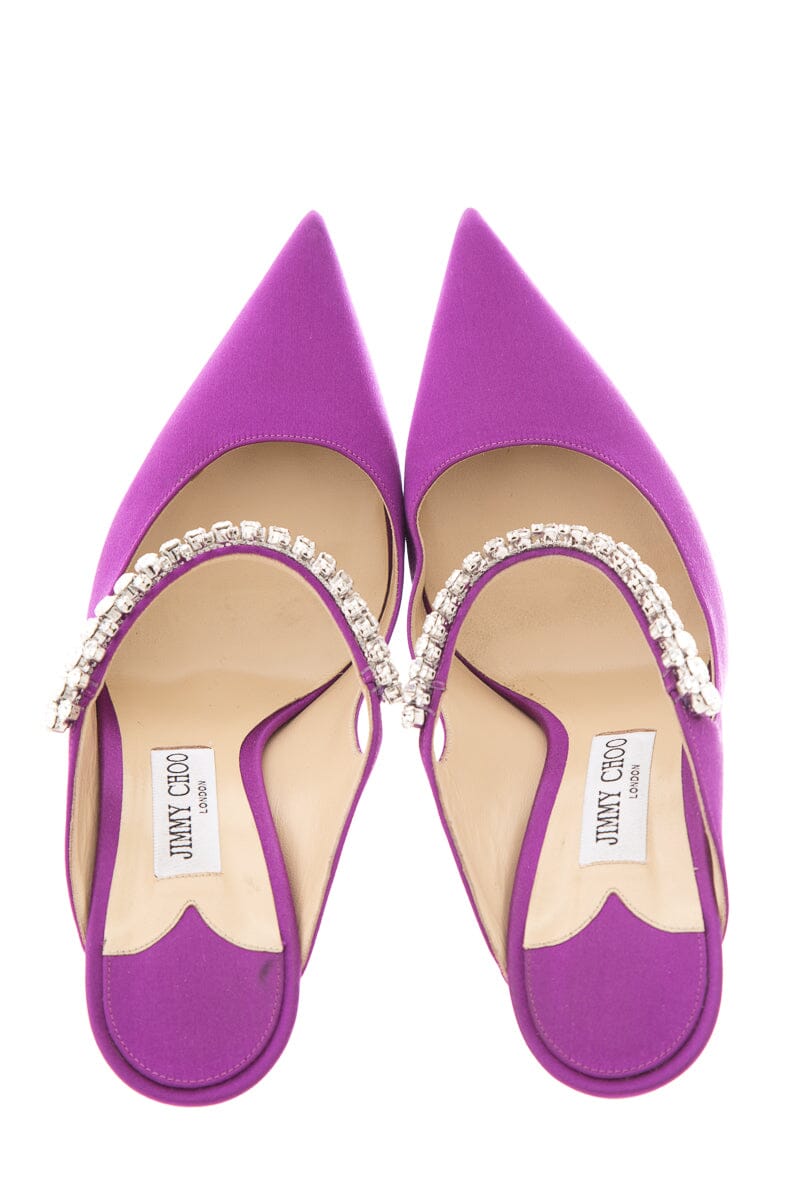 Jimmy Choo Purple Satin & Crystal Heels SZ 41.5