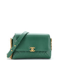 CHANEL Side Chain Compartment Flap Bag Quilted Goatskin Medium