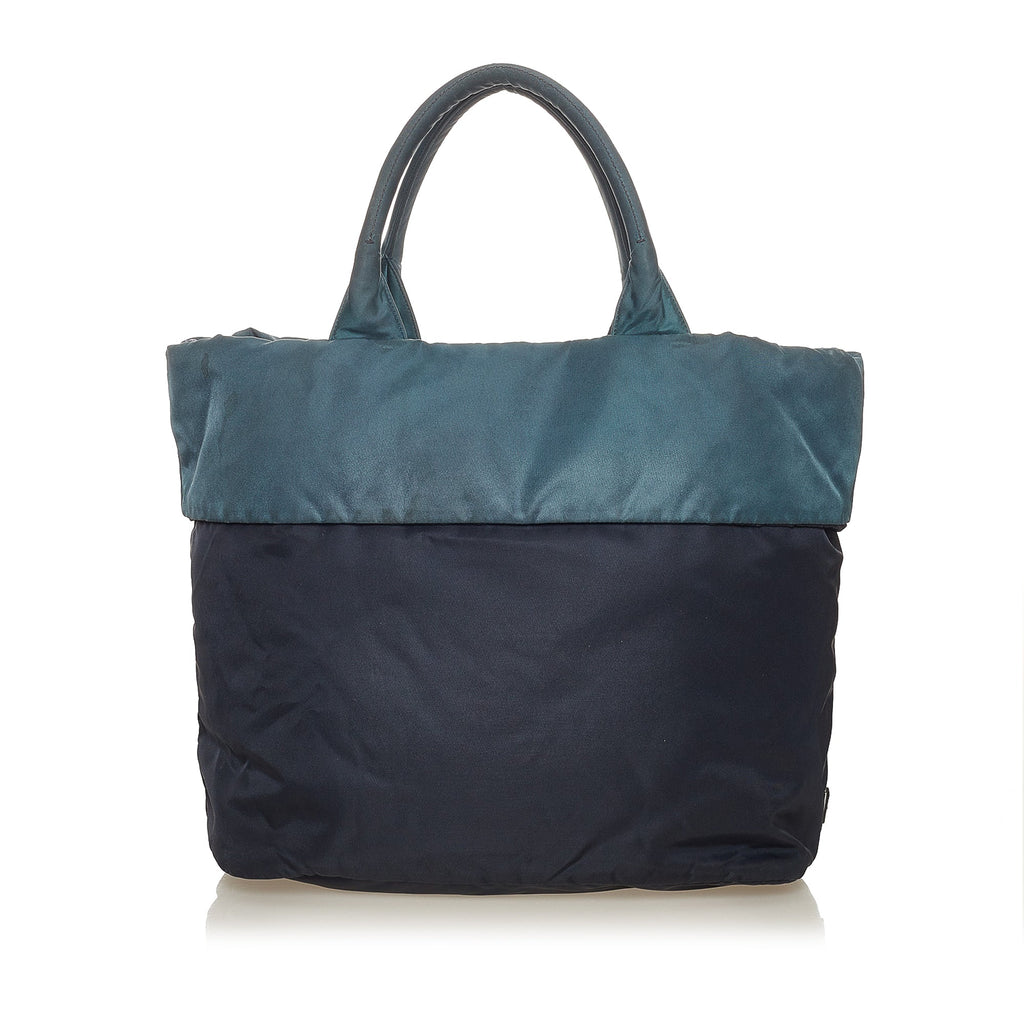 Blue Prada Tessuto Reversible Tote Bag