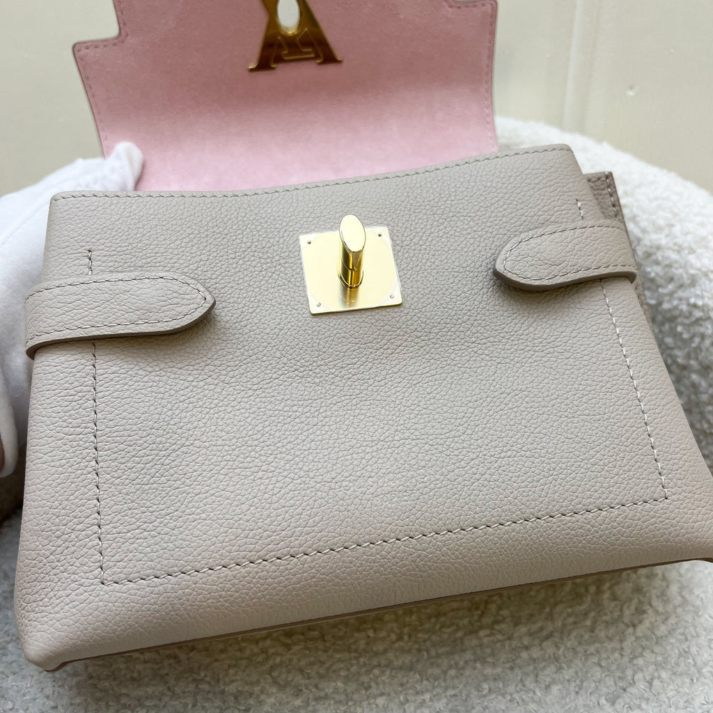 Lv Lockme Ever Mini in Greige Grained Calfkin and LGHW
