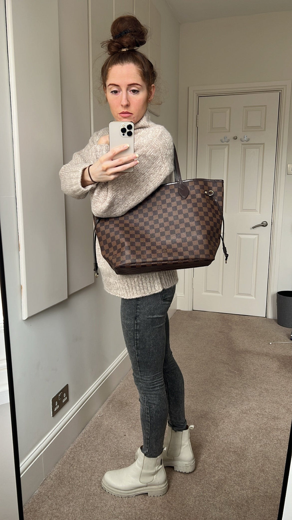 Louis Vuitton Neverfull MM Damier Ebene Rose Ballerine (RRP £1410)