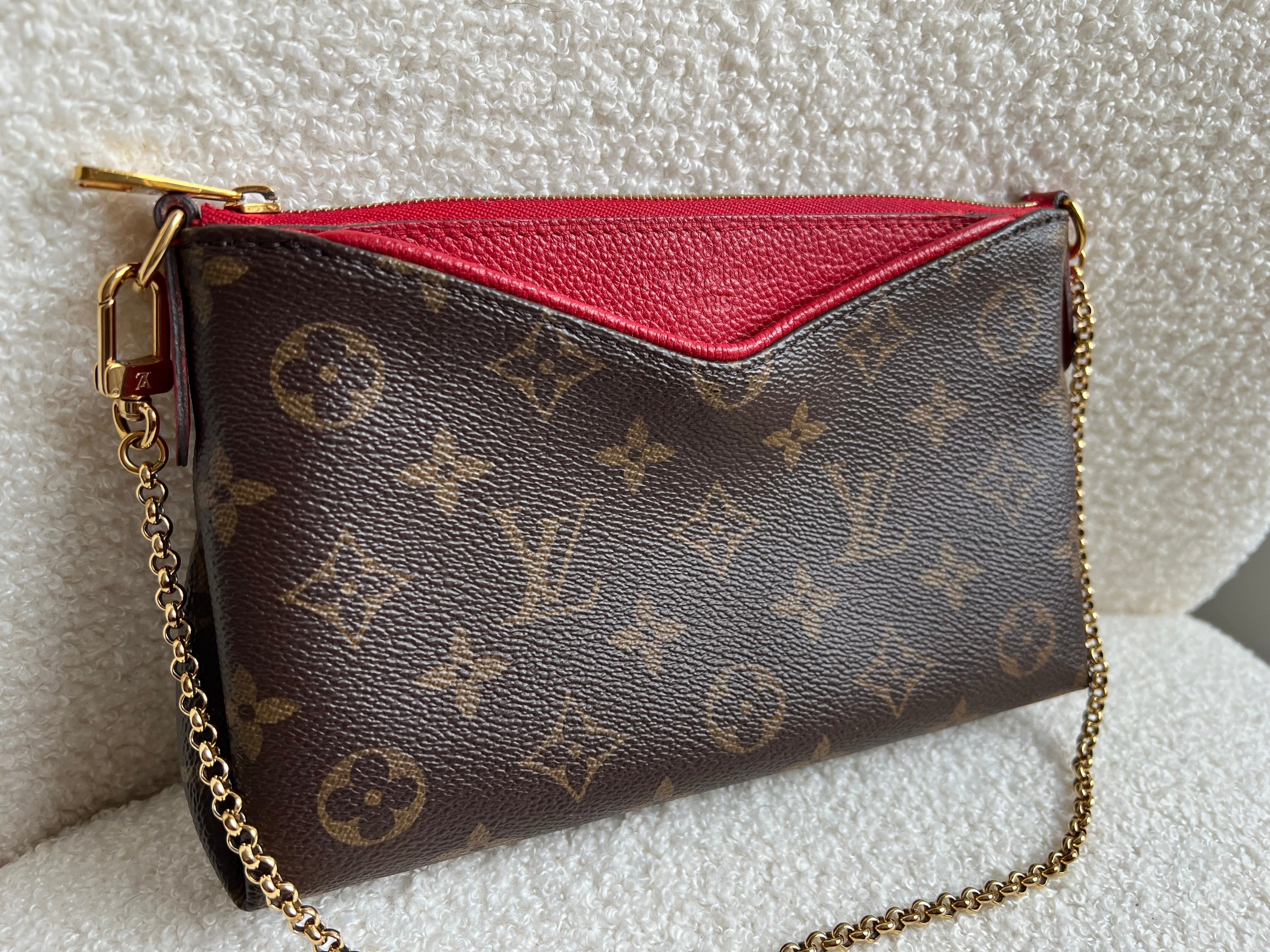 Louis Vuitton Red and Monogram Pallas Pochette
