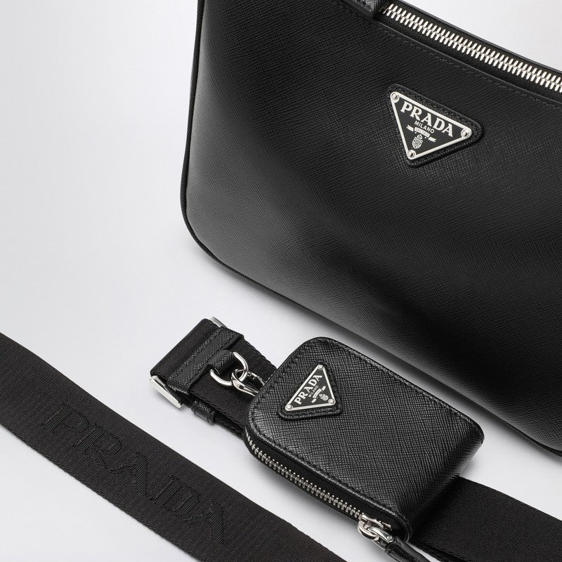 Prada Small Black Saffiano Shoulder Bag Men