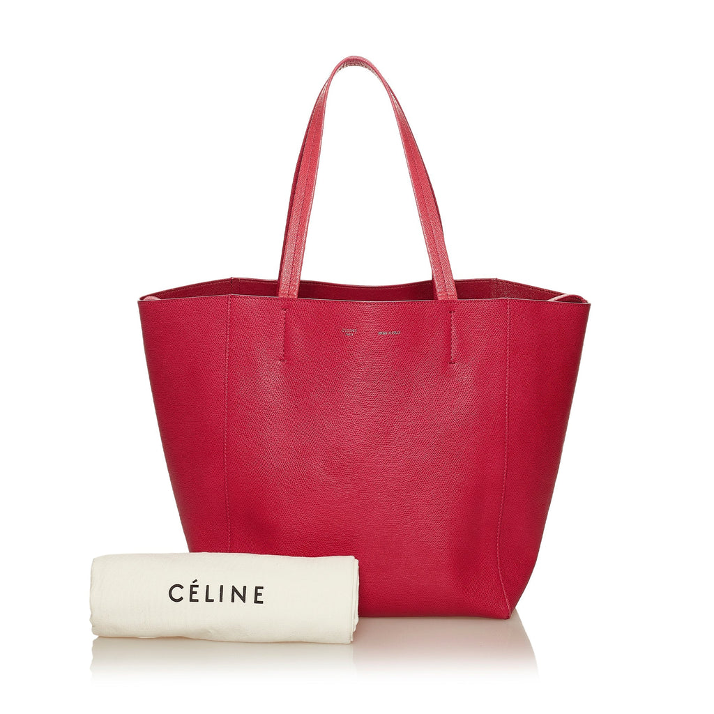 Red Celine Horizontal Cabas Leather Tote Bag