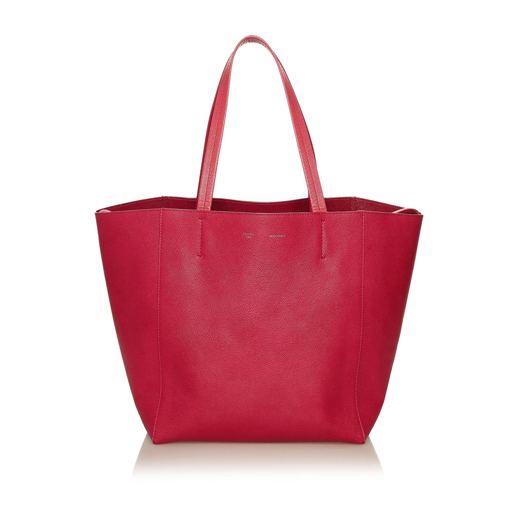 Red Celine Horizontal Cabas Leather Tote Bag