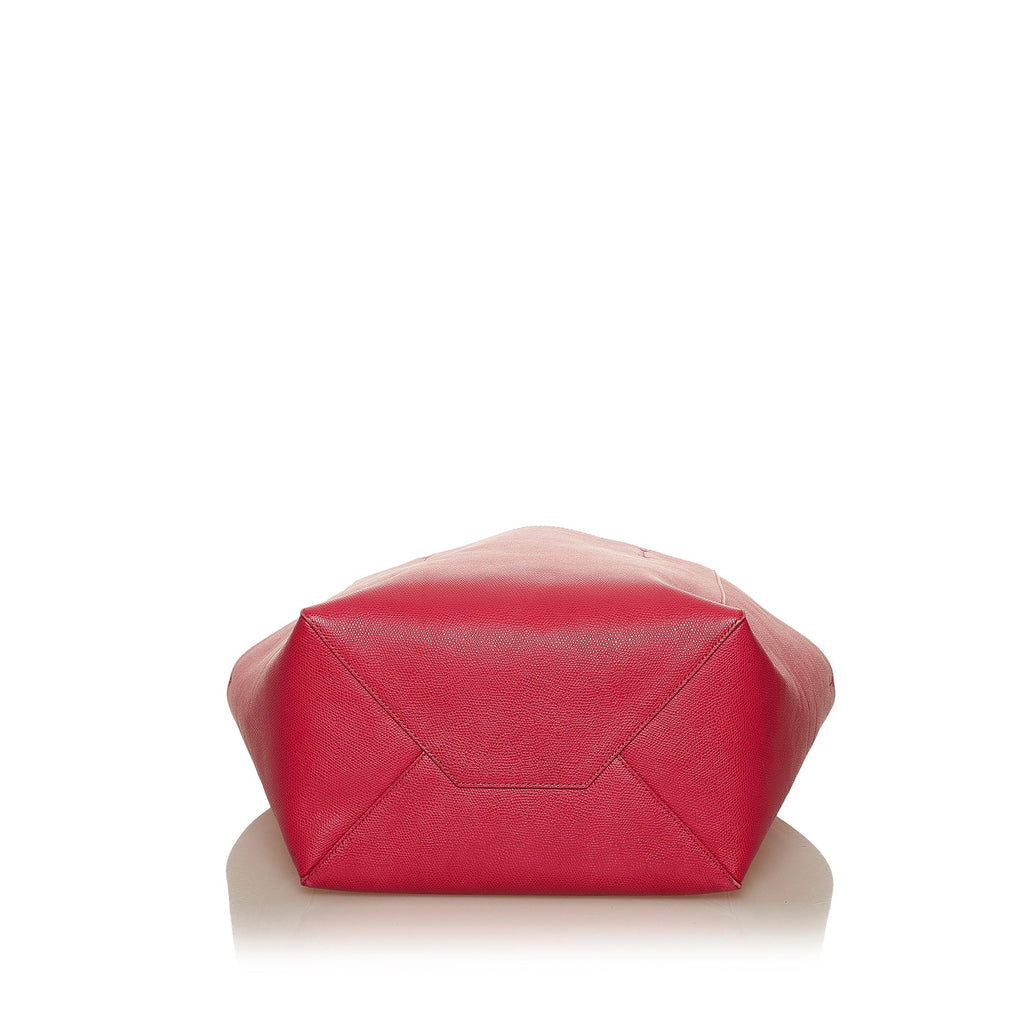 Red Celine Horizontal Cabas Leather Tote Bag
